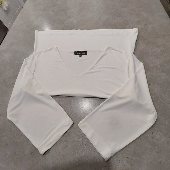 LAURA PETITES Cream V-Neckline 3/4 Sleeves Stretch Knit Top - Size TG/XL - Picture 6 of 7